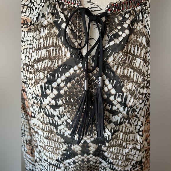 Hale Bob Shrivana Chiffon Animal Print Top 100% Silk - size M - Picture 5 of 11